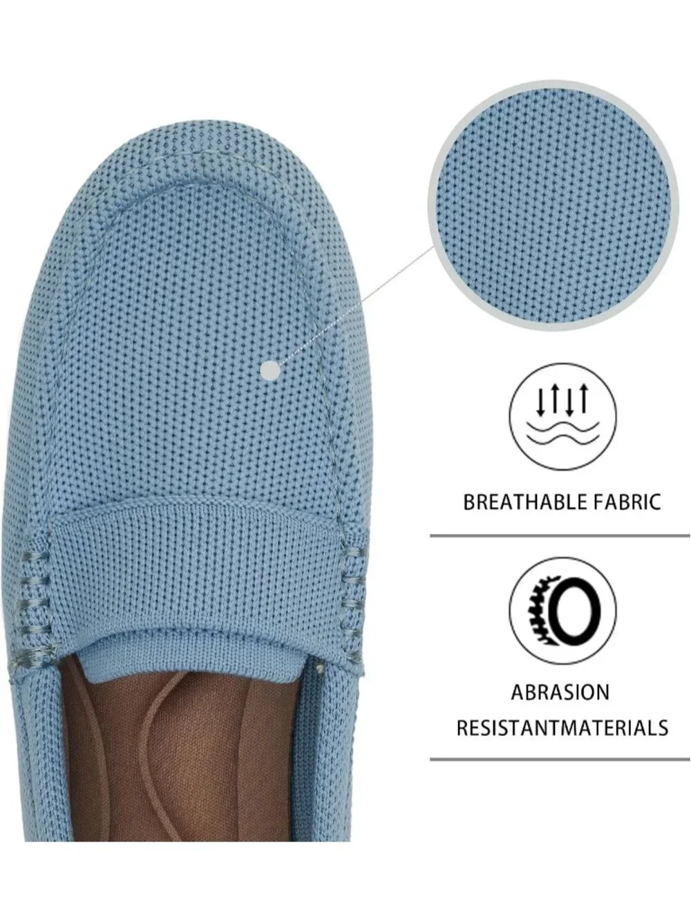 🆕Women's Light Blue Lightweight Knitted Loafers Casual Flat Shoes Comfortable